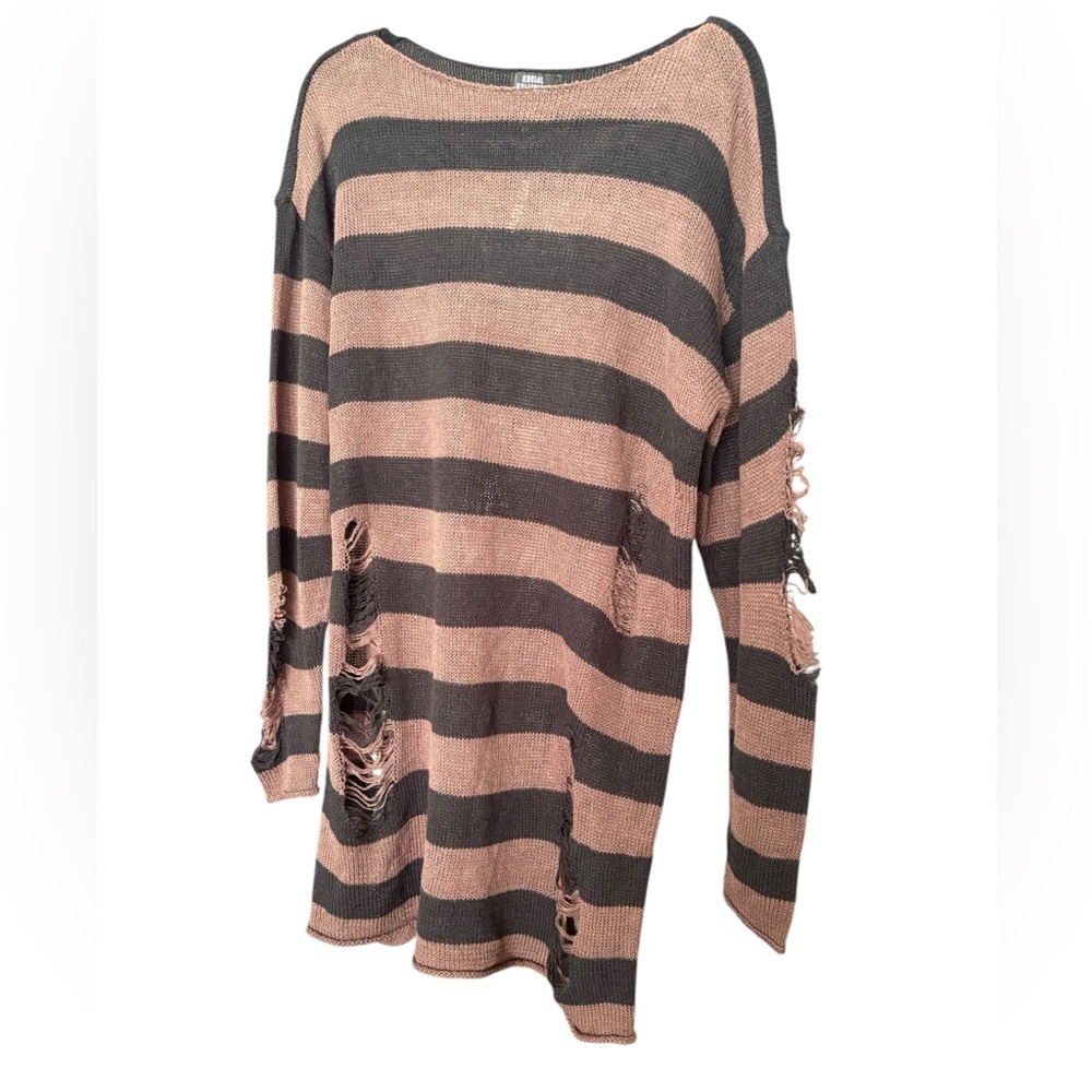 Hot Topic Black and Brown Stripe Sweater by Social Collision